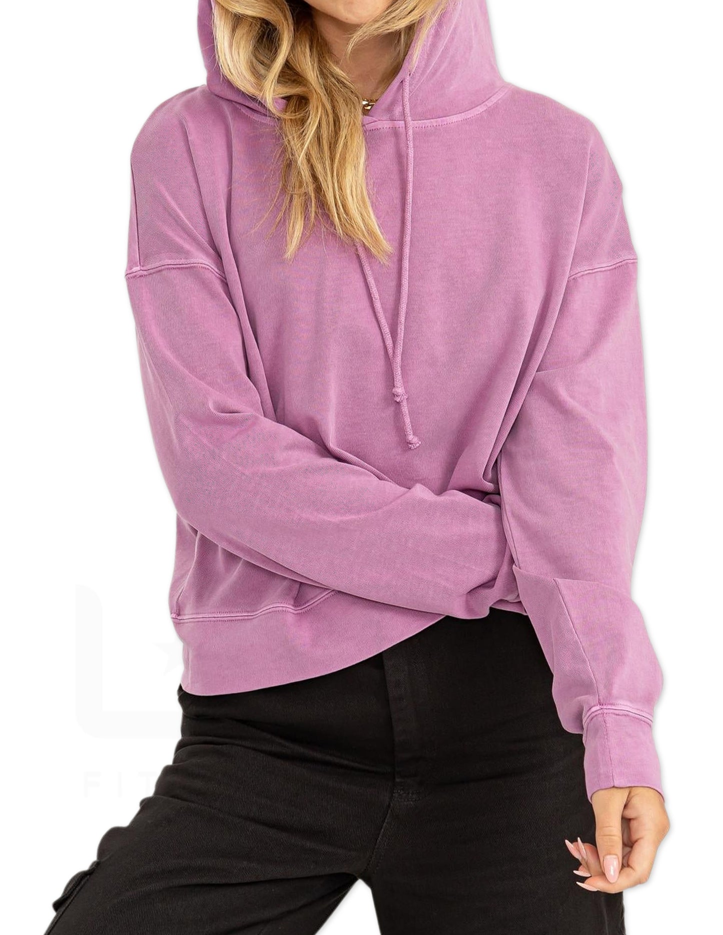 Long Sleeve Drawstring Hoodie - Vintage Plum