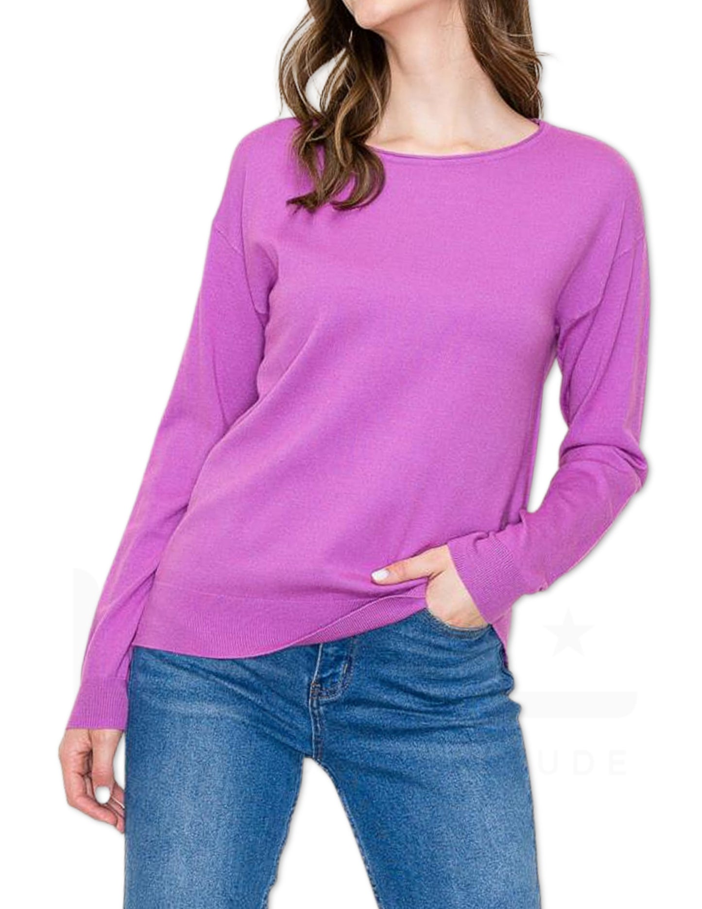 Super Soft Boat Neck Sweater - Orchid