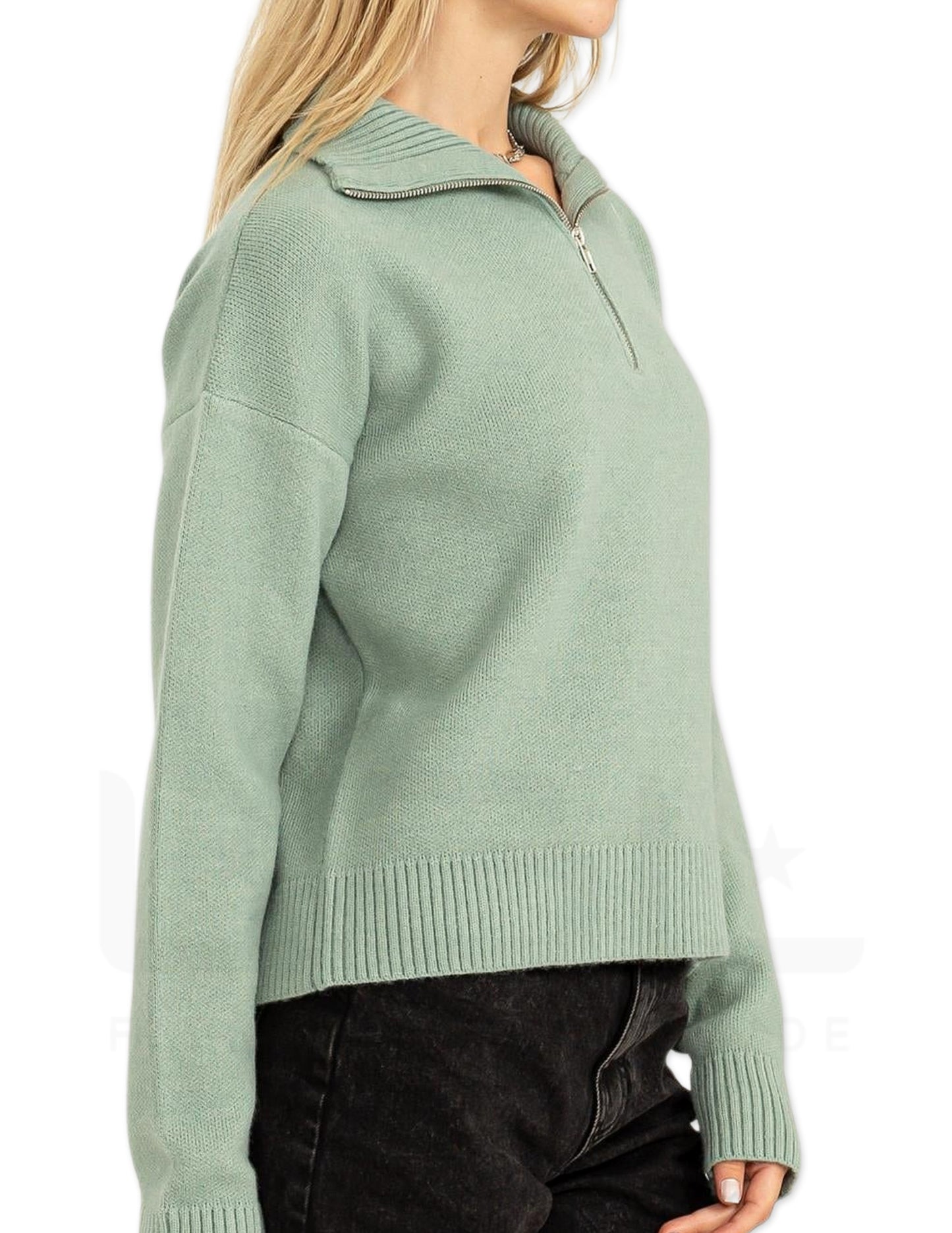 Cozy Half Zip Sweater - Iceberg Green