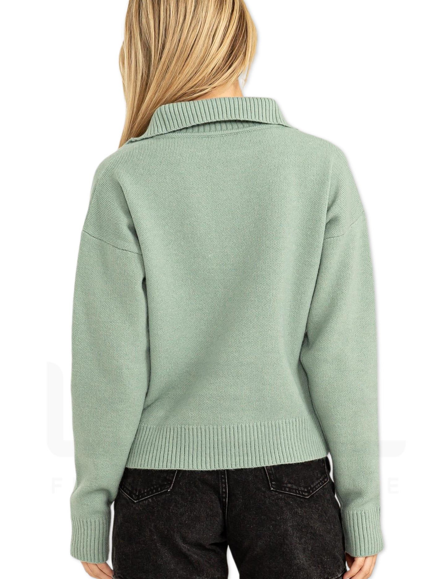 Cozy Half Zip Sweater - Iceberg Green