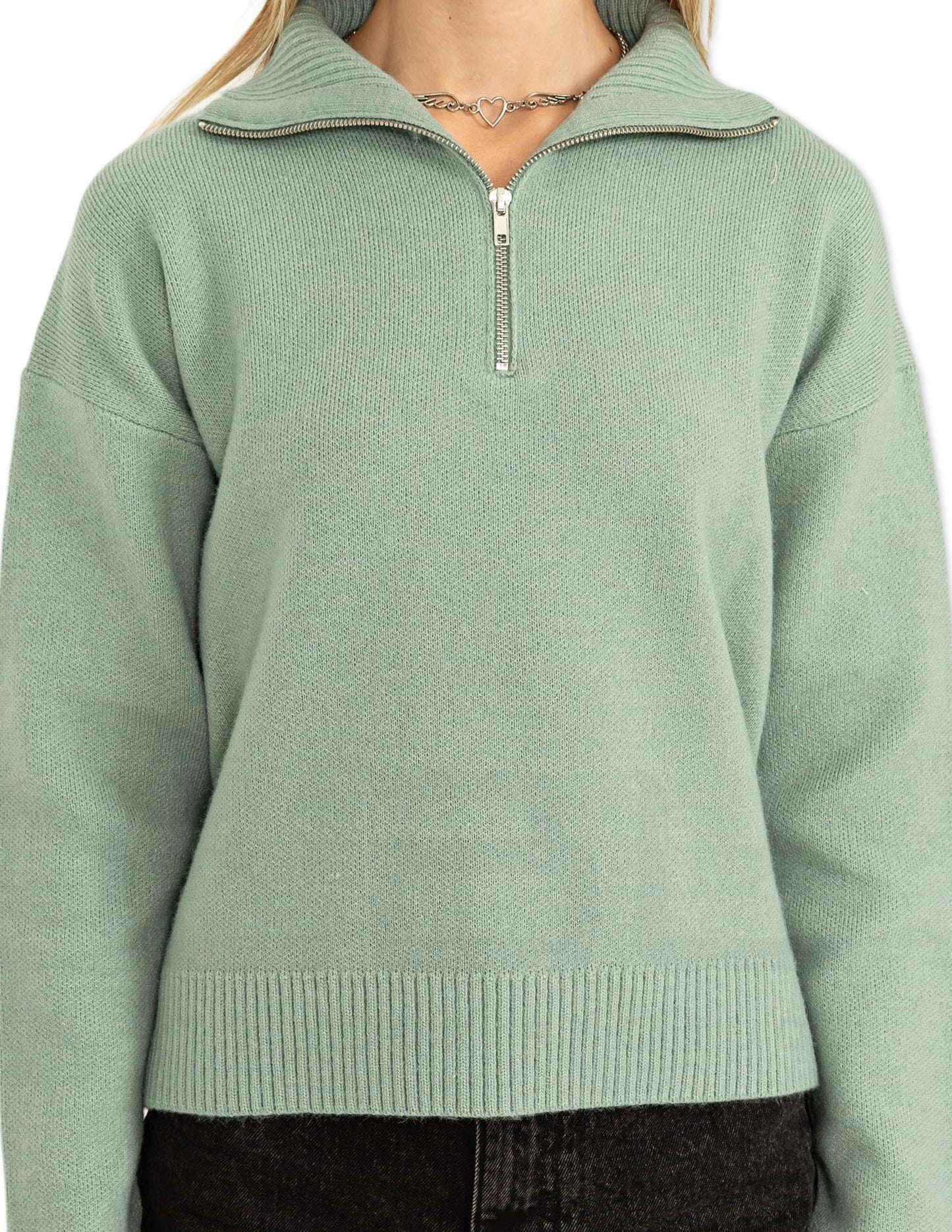 Cozy Half Zip Sweater - Iceberg Green