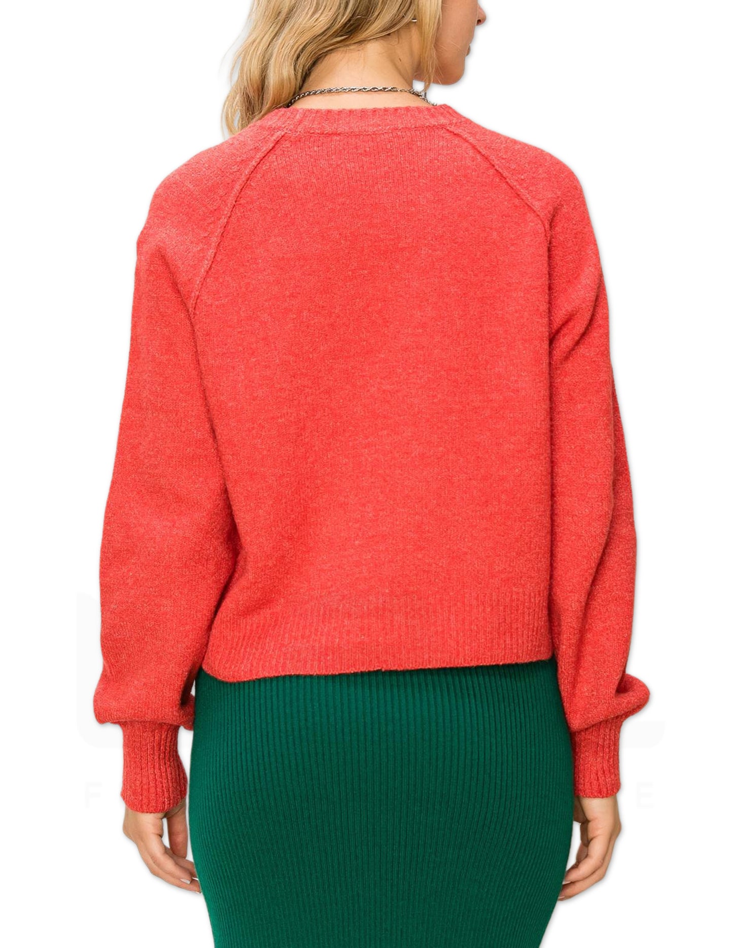Raglan Sleeve Sweater - Red
