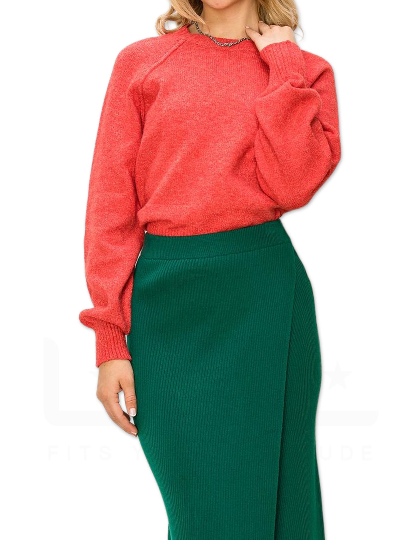 Raglan Sleeve Sweater - Red