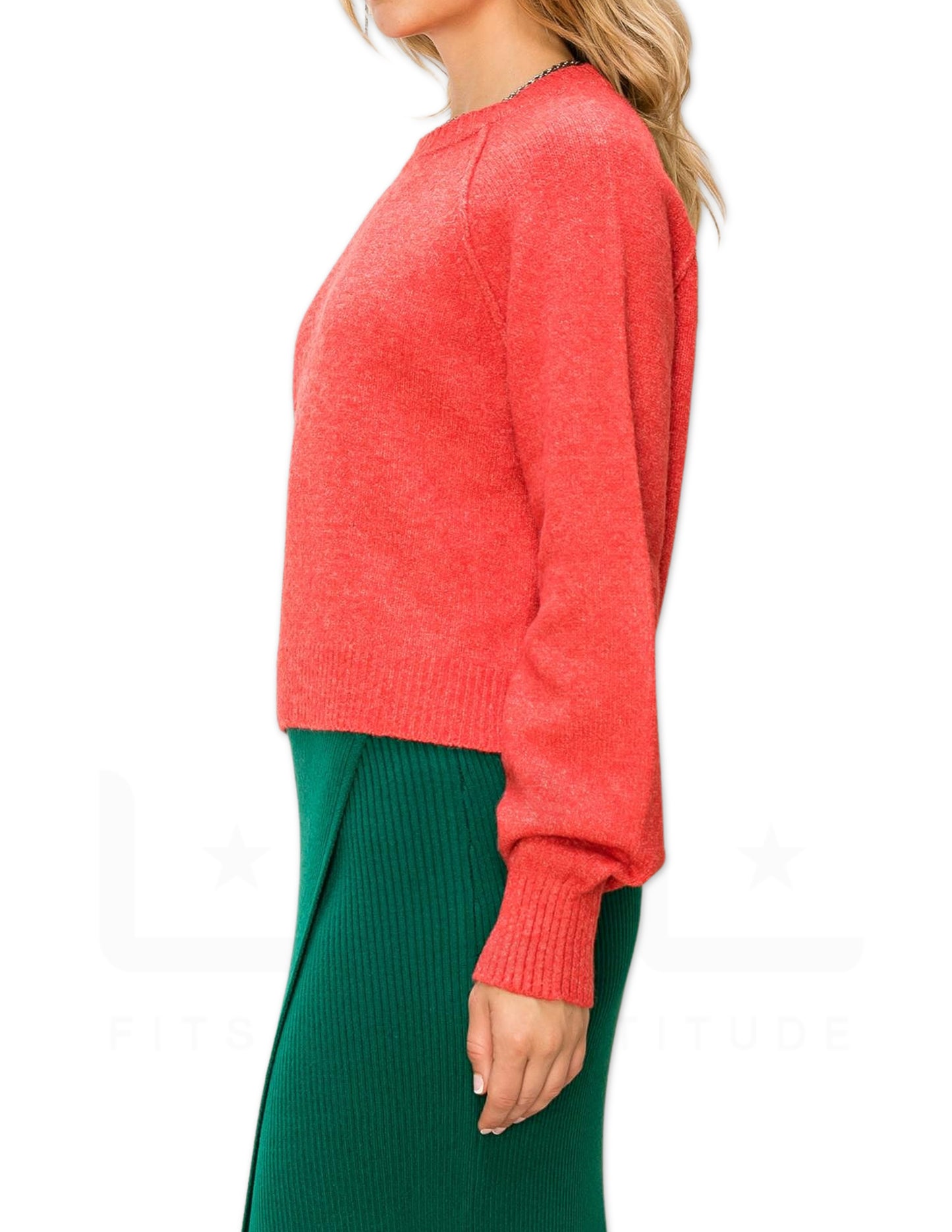 Raglan Sleeve Sweater - Red