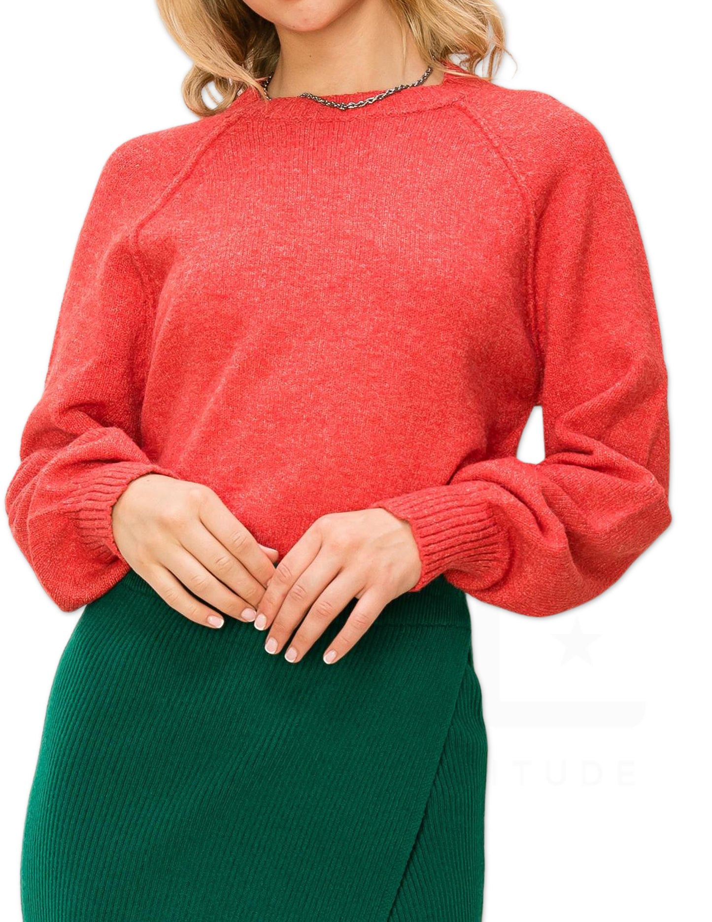 Raglan Sleeve Sweater - Red