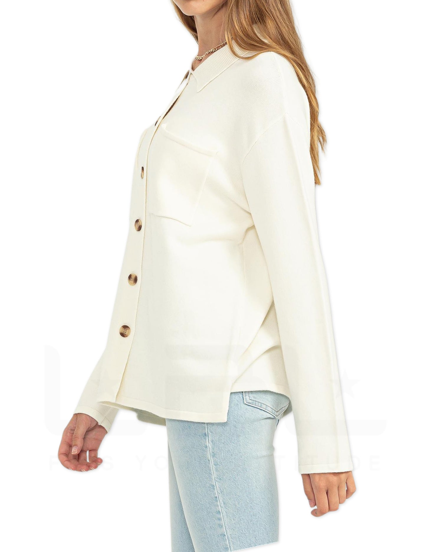Soft Button Front Cardigan - Cream