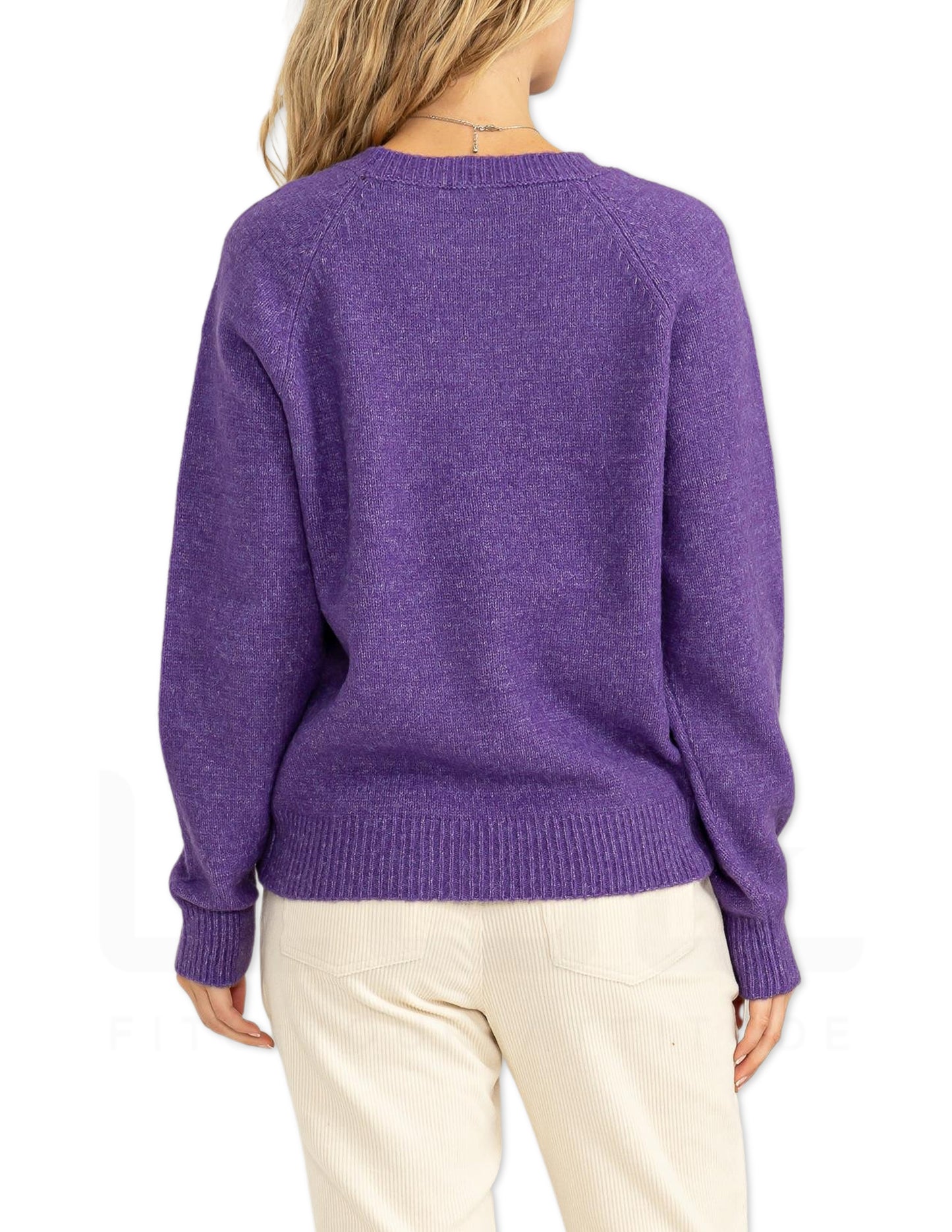 Raglan Sleeve Comfy Sweater - Purple