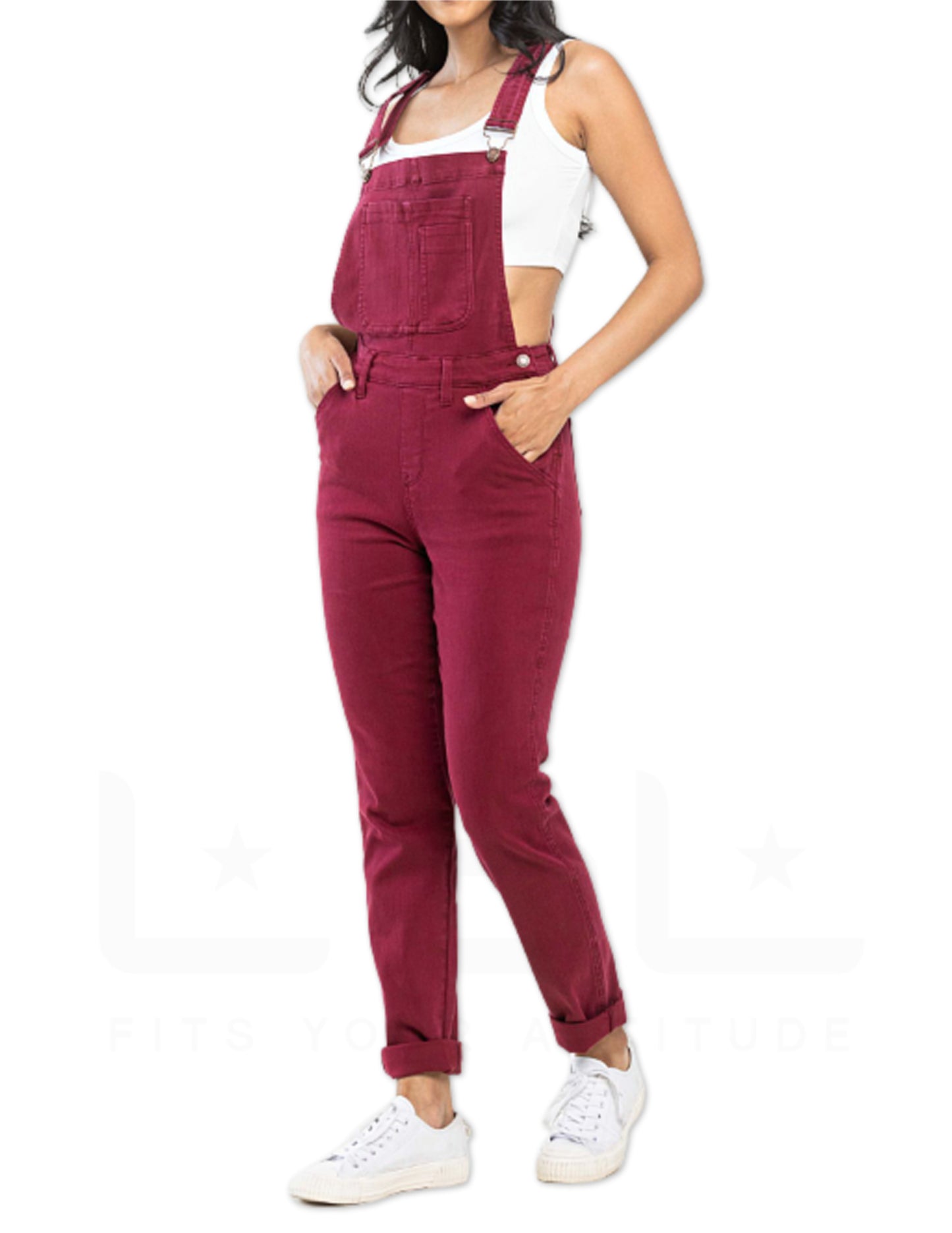 Double Cuff Overalls - Burgundy