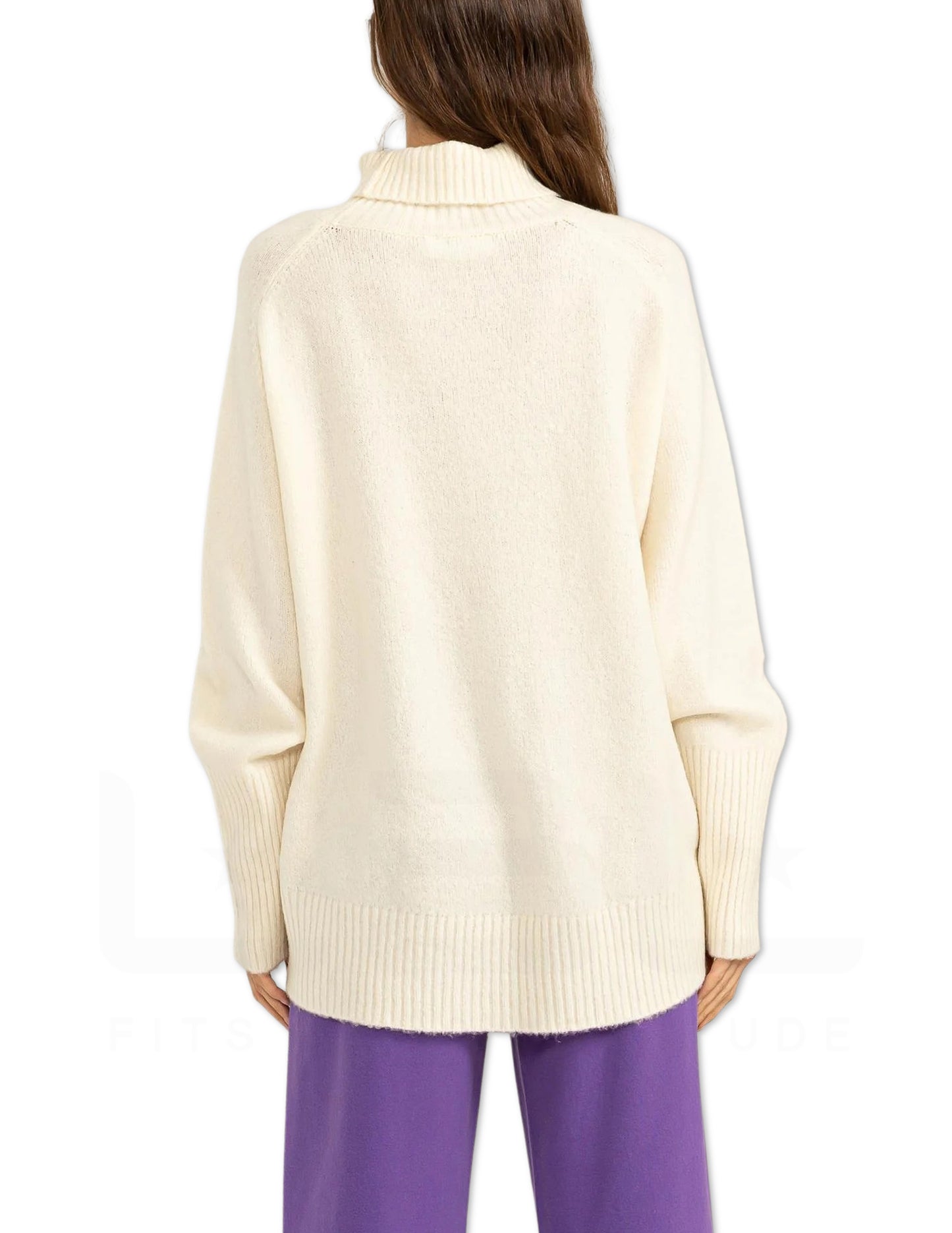 Loose Fit Turtleneck Sweater - Cream