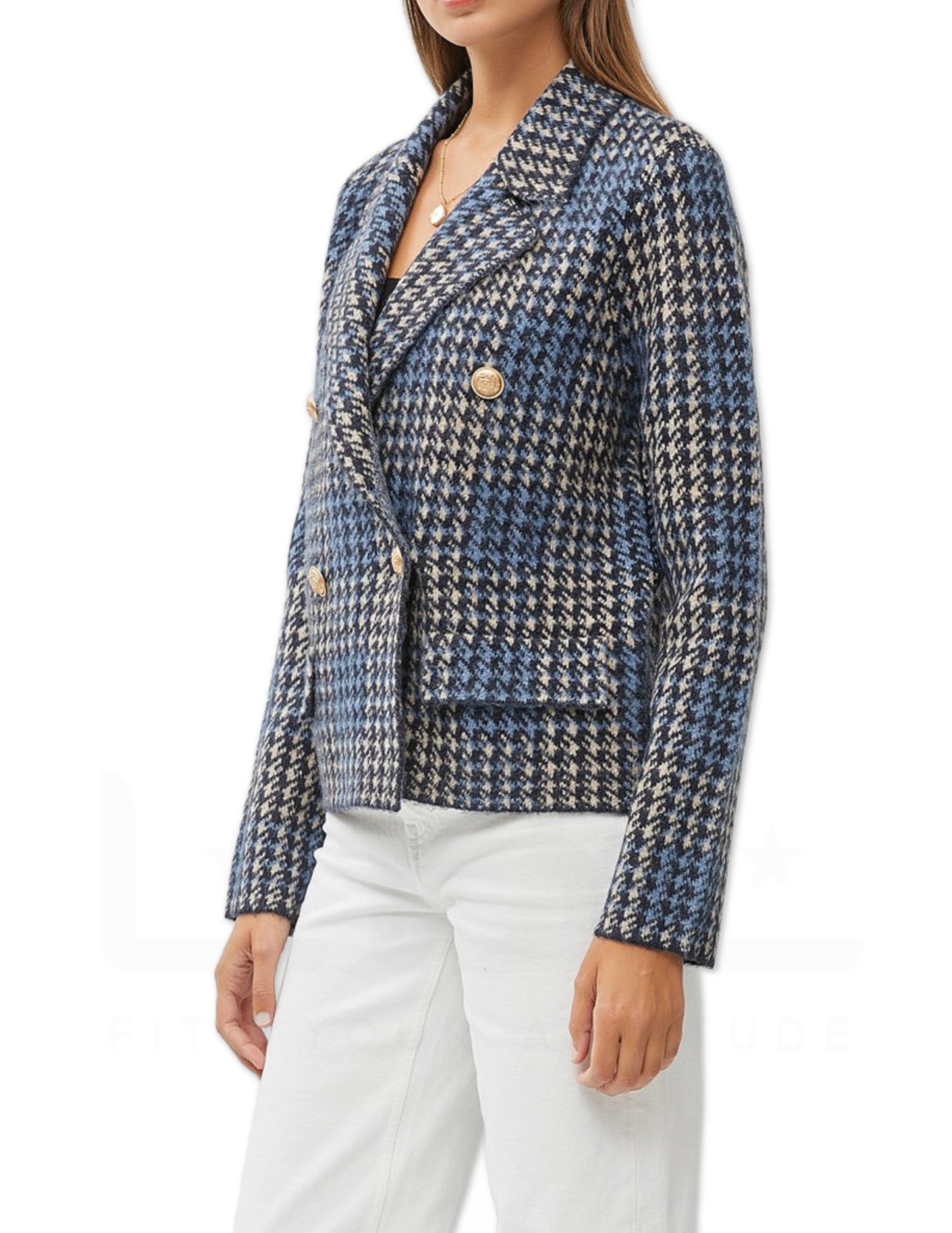 Houndstooth Jacket - Navy