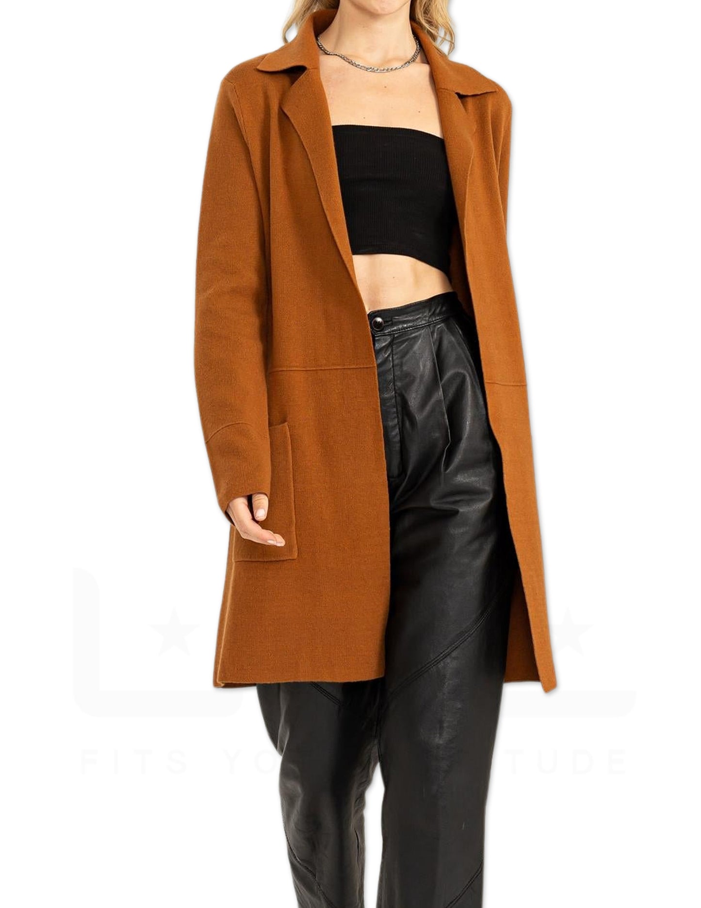 Lapel Duster Cardigan - Pale Brown