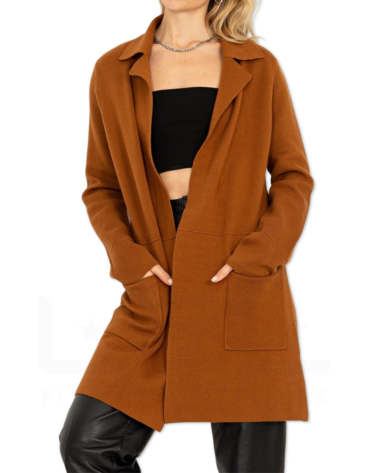 Lapel Duster Cardigan - Pale Brown
