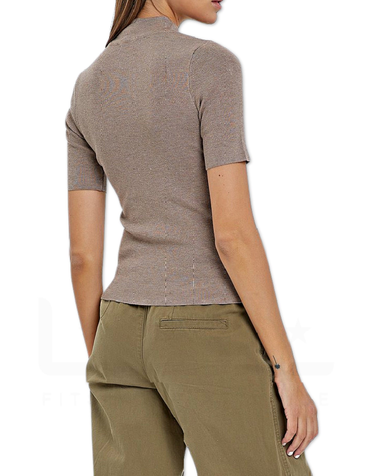 Ribbed Mock Neck Sweater - Mocha