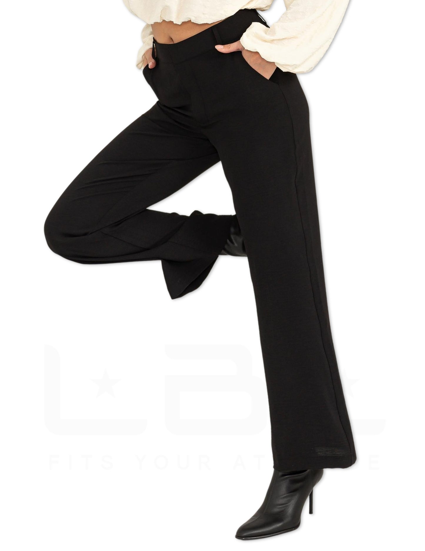 High Waist Slim Fit Pants - Black