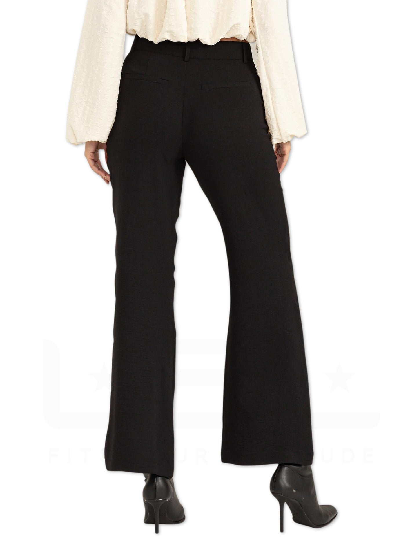 High Waist Slim Fit Pants - Black