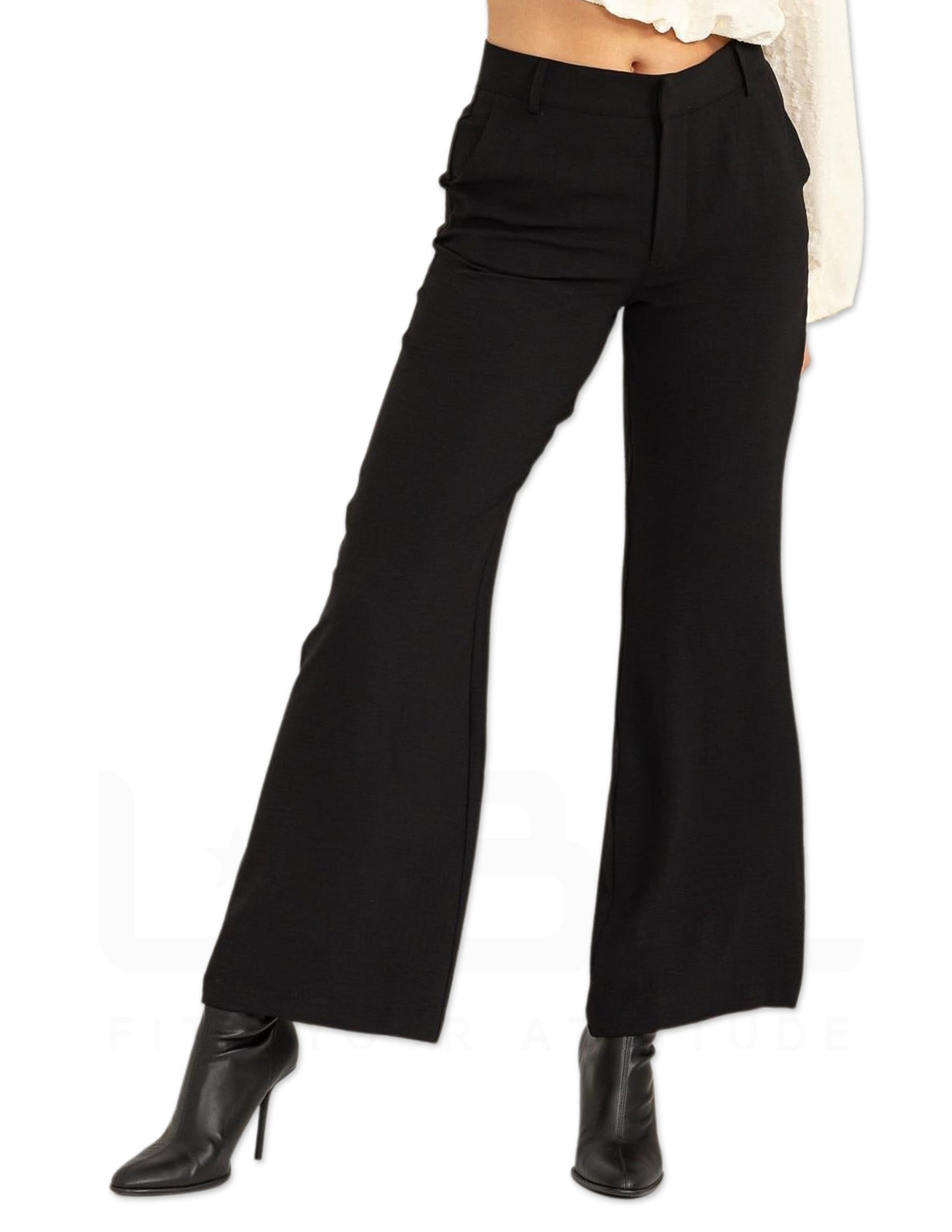 High Waist Slim Fit Pants - Black