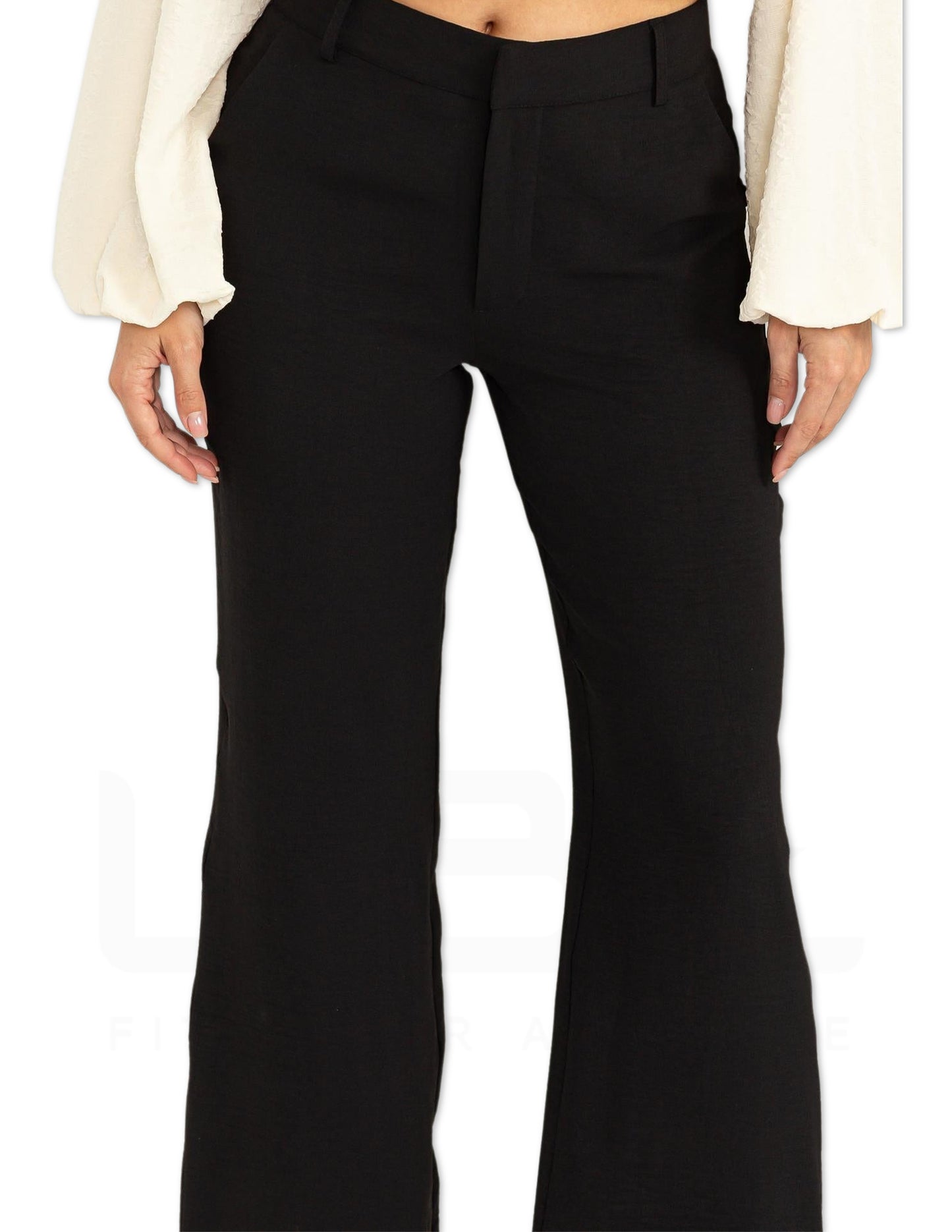 High Waist Slim Fit Pants - Black