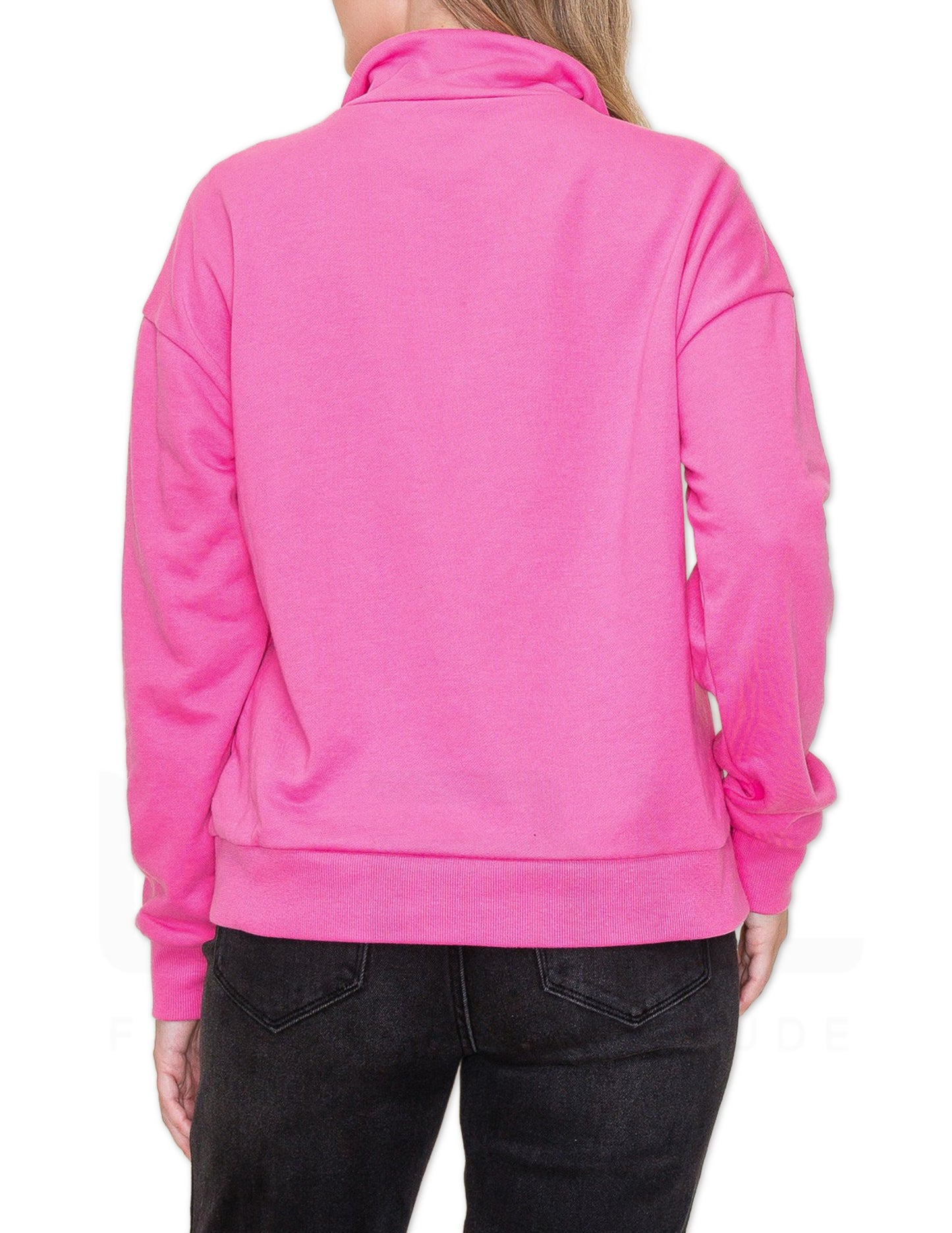 Half Zip Up Sweatshirt - Bubble Gum