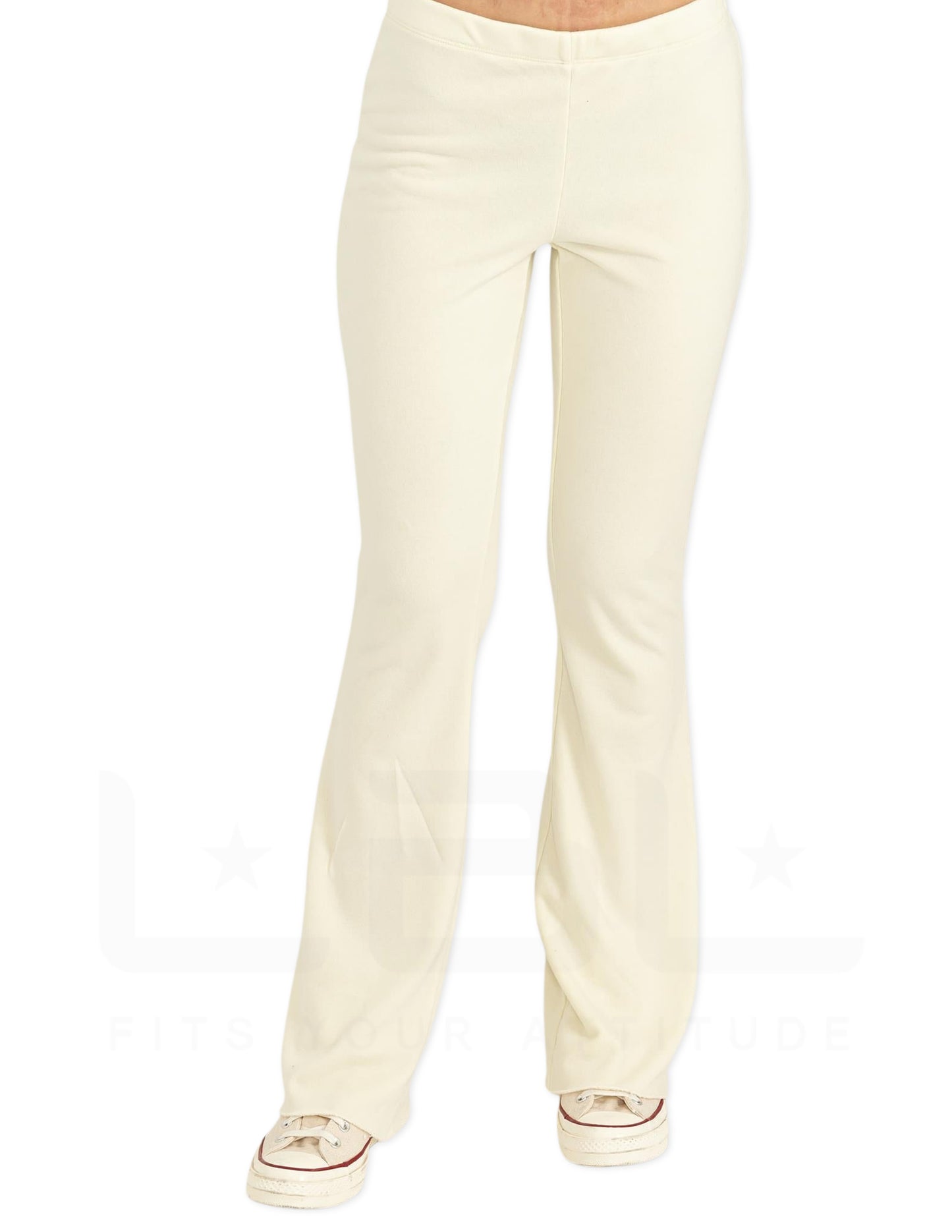 Mid-Rise Flare Pants - Cream