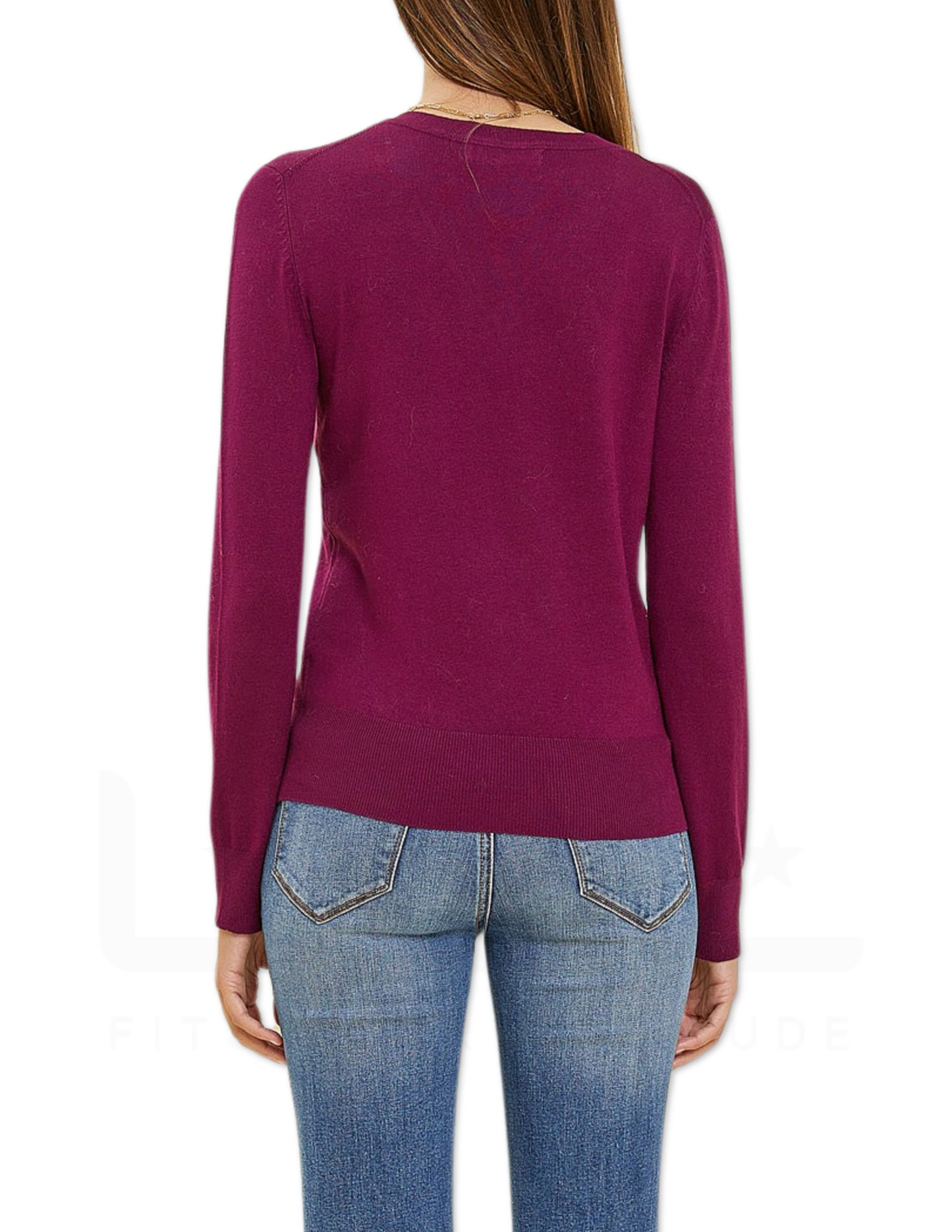 Lightweight V-Neck Sweater - Magenta