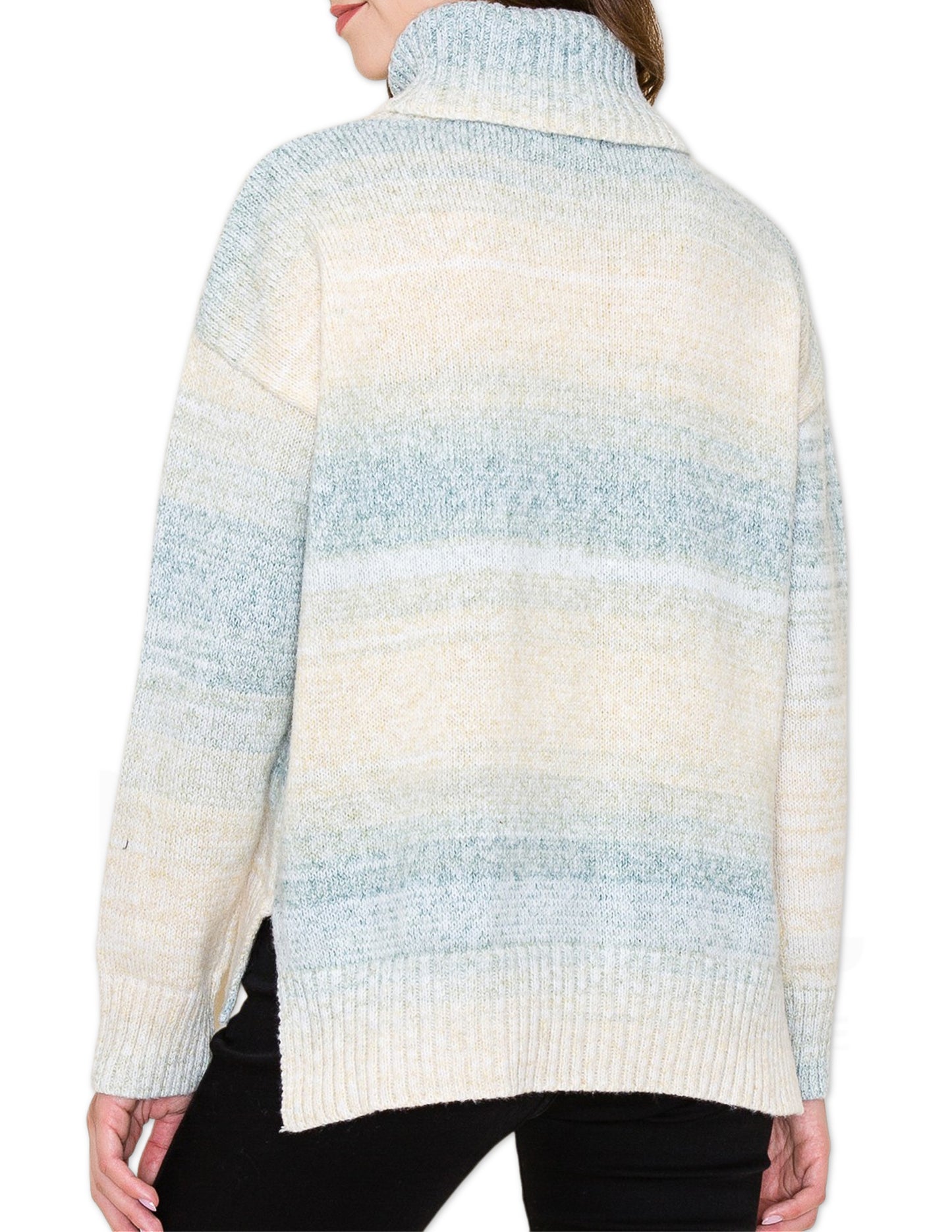 Ombre Turtleneck Sweater - Yellow and Green