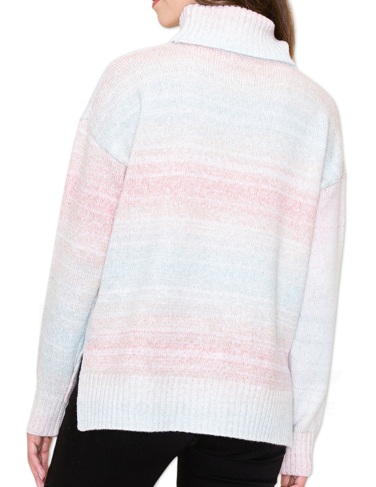 Ombre Turtleneck Sweater - Pink and Taupe