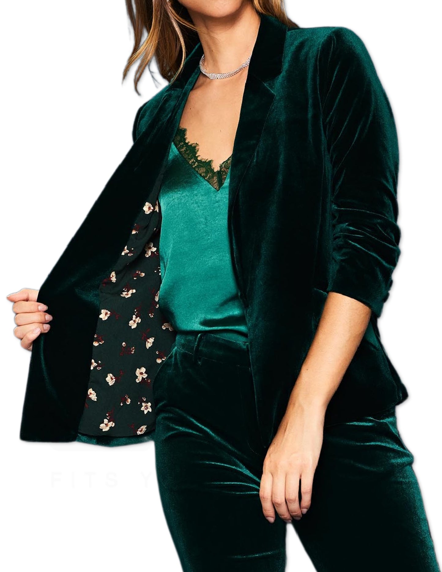 Velvet Blazer - Hunter Green