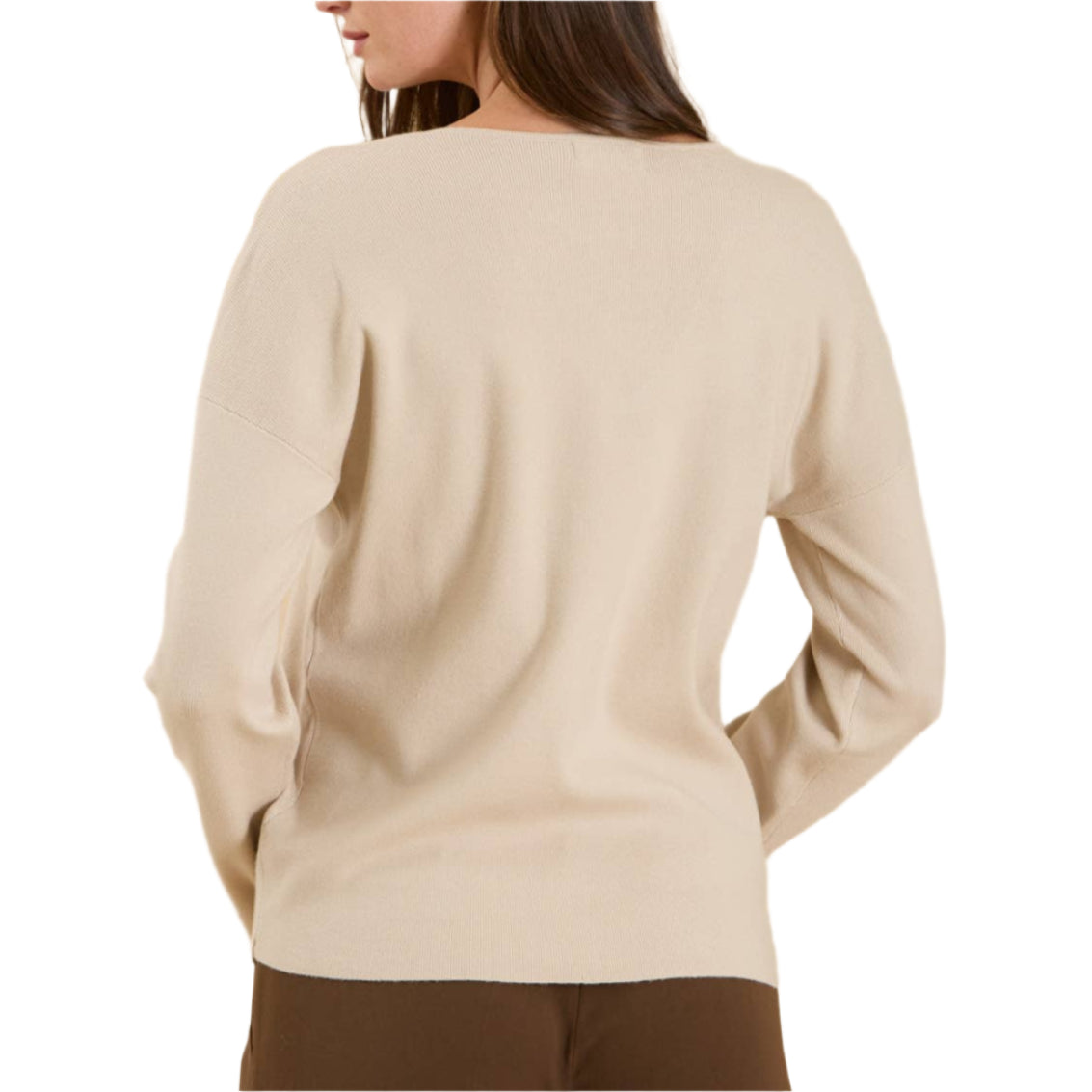V-Neck Front Seam Knit Sweater