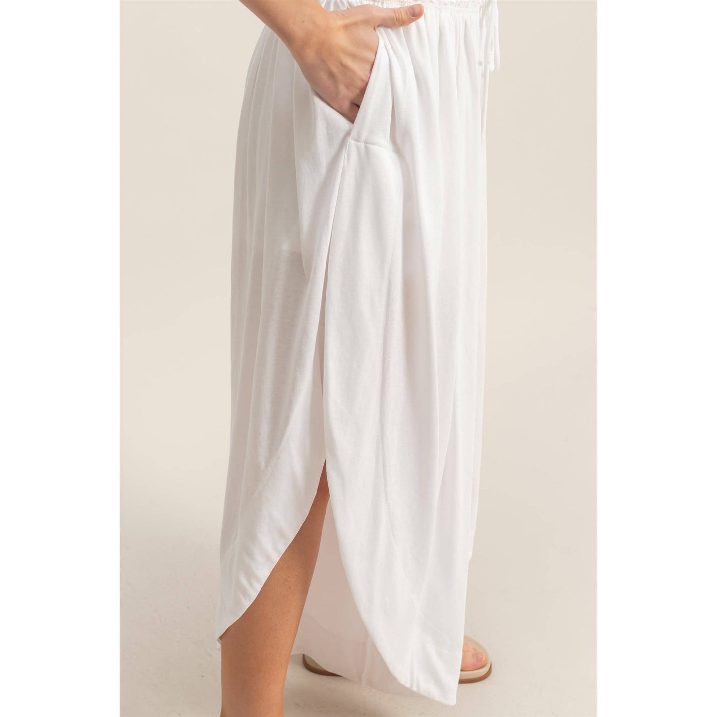 White Tulip Hem Wide-Leg Pants