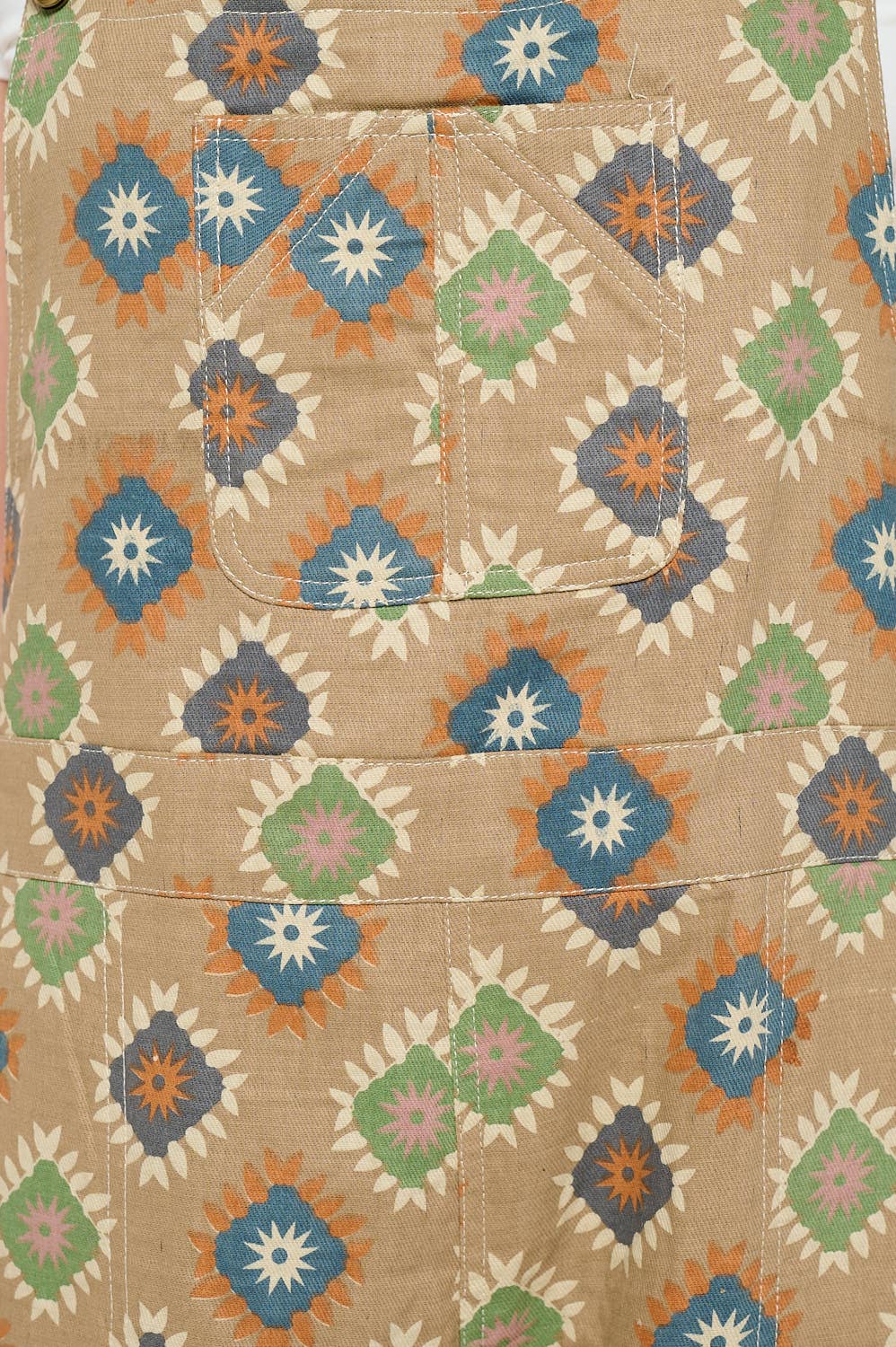 Beige Diamond Print Overall