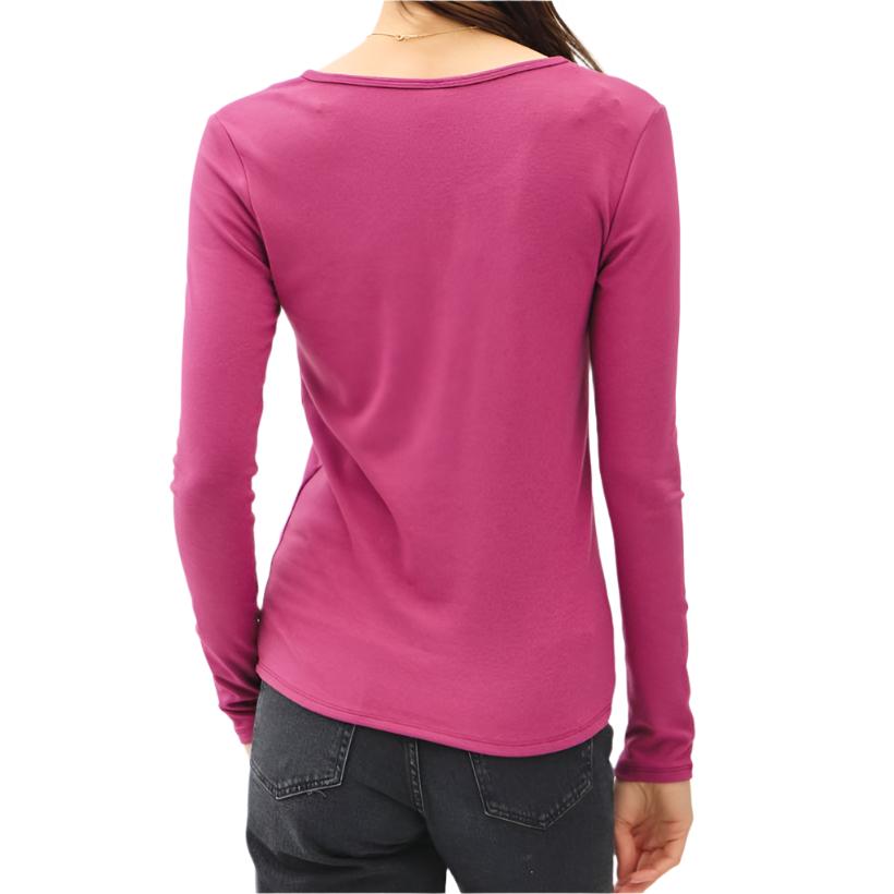 Magenta Split Neck Tee