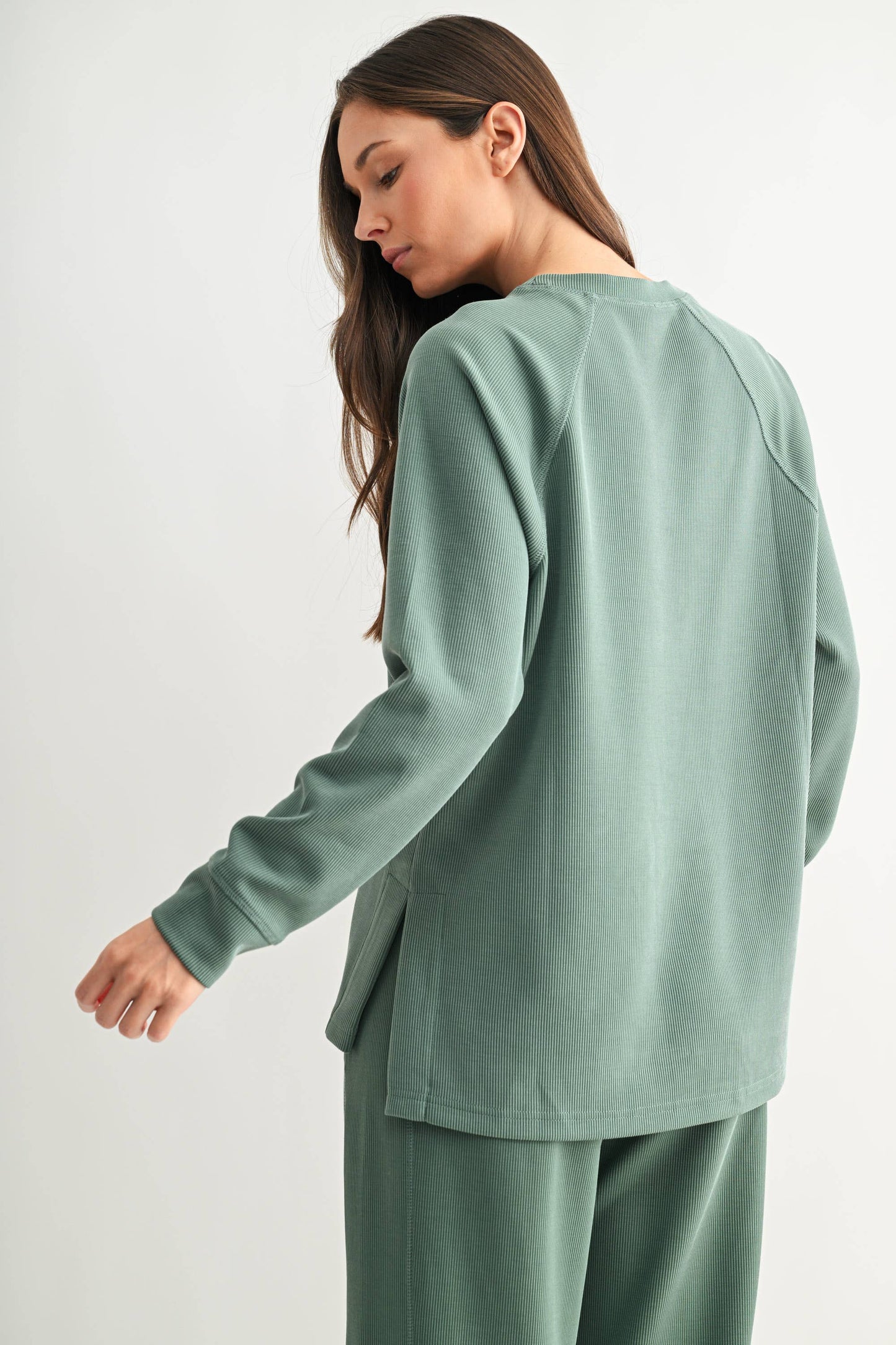 Elder green Luxe Sand Wash Rib Raglan Tee