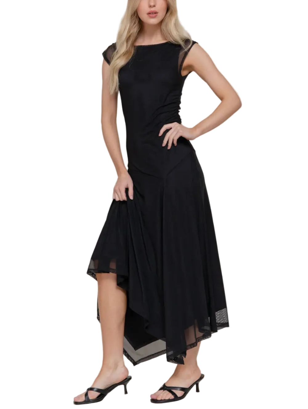 black high neck midi dress Bebe Women's Open Back Dress, Black, Small Experience the perfect blend of style and comfort with Quinces Womens Washable Stretch Silk High Neck Midi Dress in a sleek black color Misoria | Black High-Neck Midi-Dress