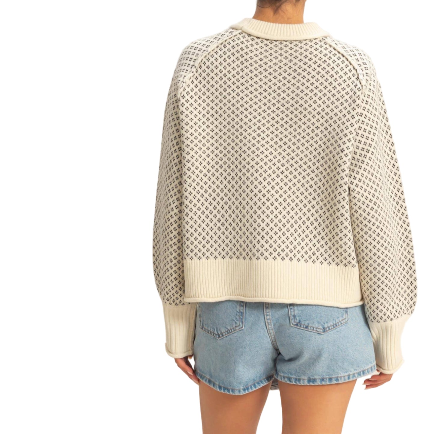 Cream / Black Patterned Sweater
