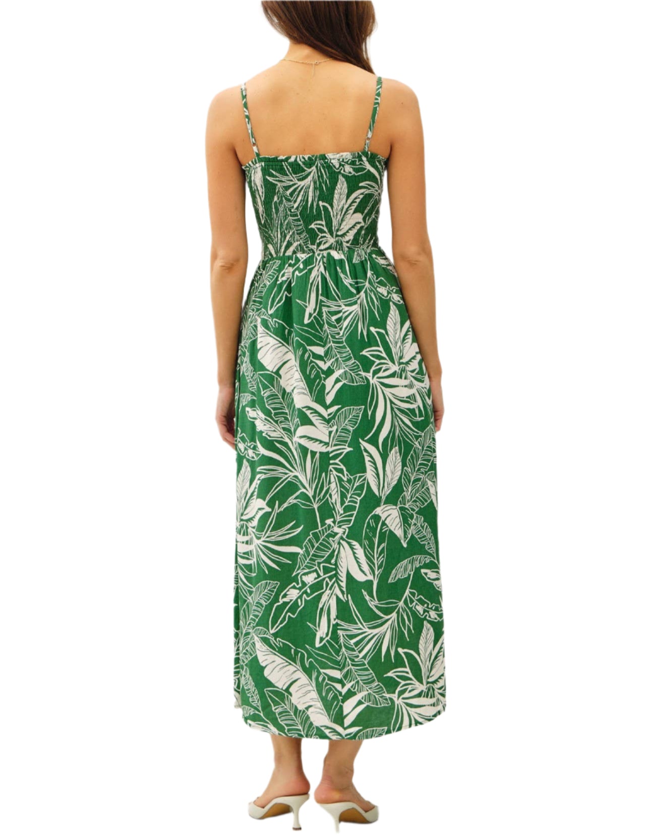 Leaf Print Midi Dress