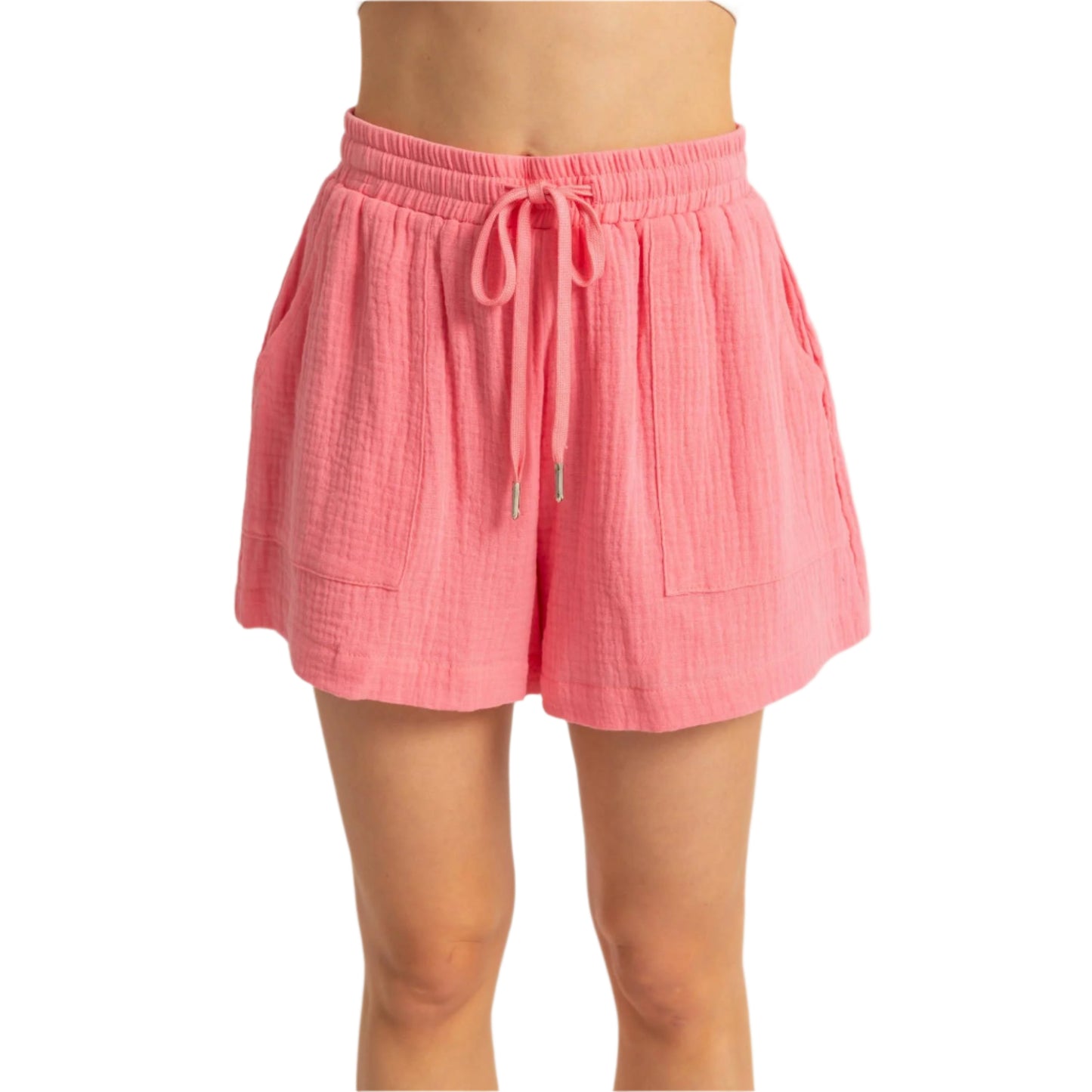 Pink Double Gauze Flowy Shorts