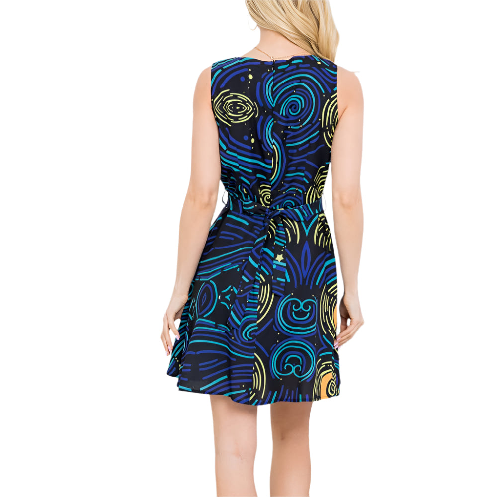 Space Wave Print Dress