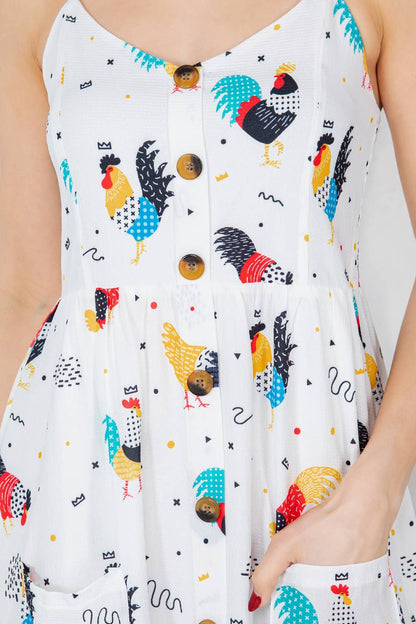 Colorful 🐓 Rooster Maxi Dress