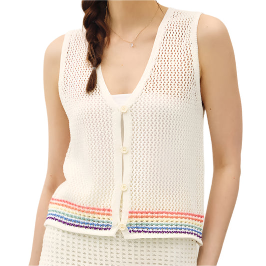 Rainbow Hem Knit Sweater Cardigan