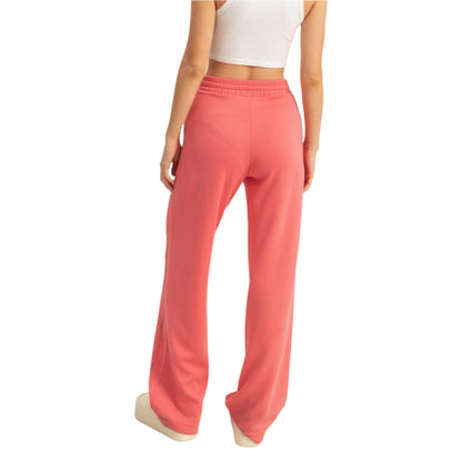 Coral High-Waist Drawstring Pants