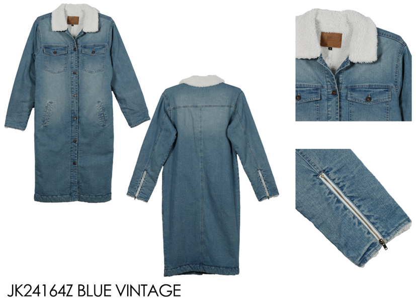 Denim Sherpa Lined Duster