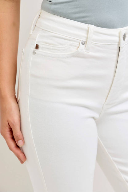 White Tummy Control Ankle Straight Jeans