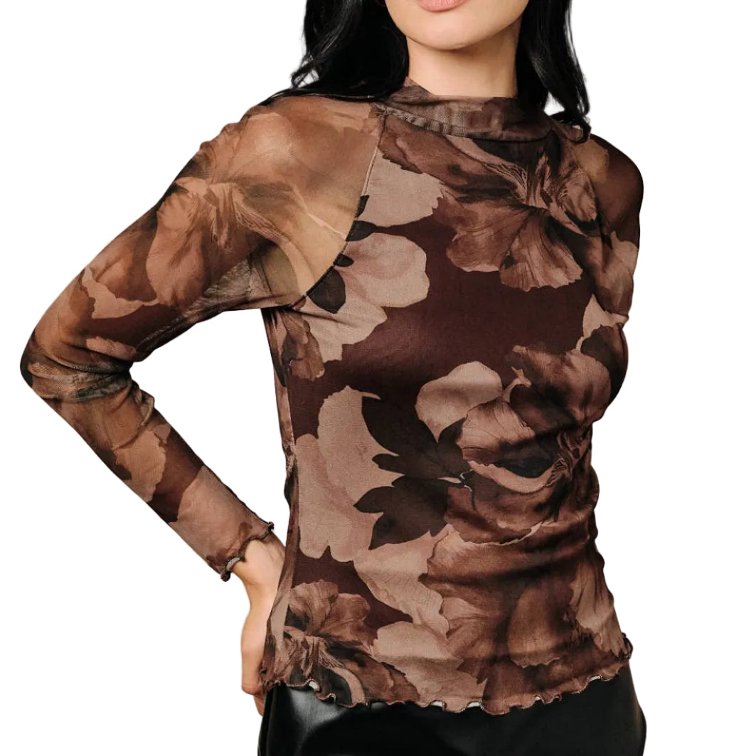 Fall Floral Mesh Top