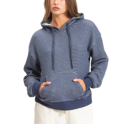 Navy Striped French Terry Hoodie