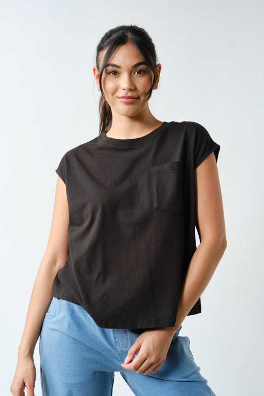 Black Sunkissed Pima Cotton Pocket Tee