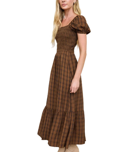 Burgandy Puff Cleeve Fall Dress
