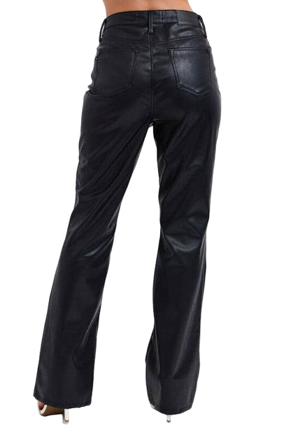 Black leather pants on a white background