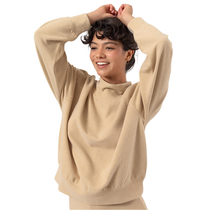 Beige Funnel Neck Sweatshirt