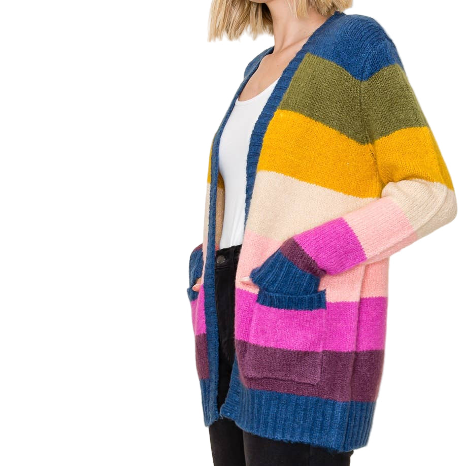 Color Blocked Sweater Cardigan