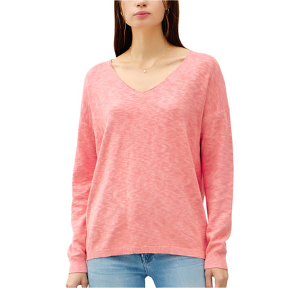 Coral Lemon V-Neck Spring Sweater